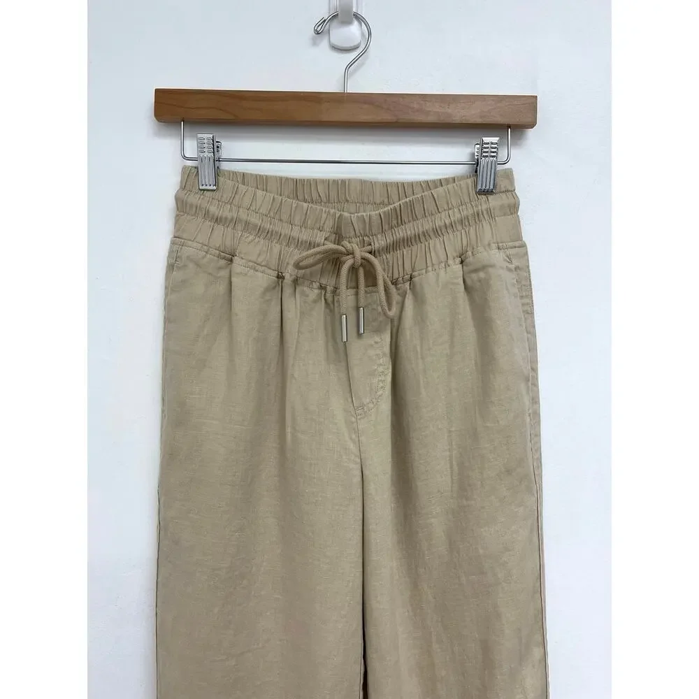 Quince 100% European Linen Elastic Waist Drawstring Wide Leg Coastal Pants XS